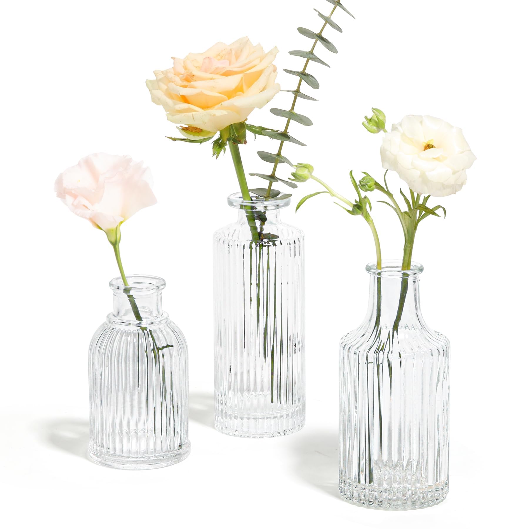 Vintage Glass Flower Vase — Set of 3