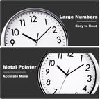 Battery Operated Modern Silver Wall Clock — 12" - View 5