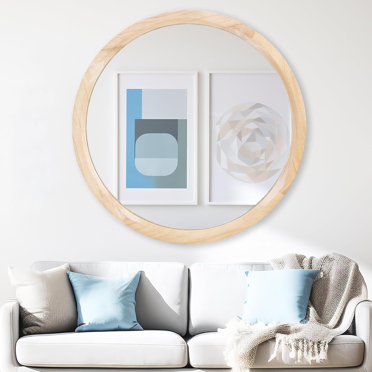 Round Boho Brown Mirror — 24" — Nature