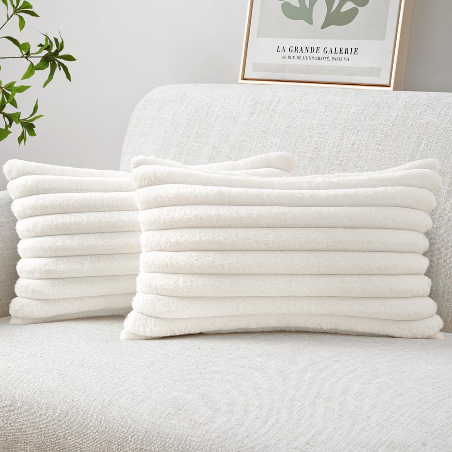 Vintage Boho Beige Throw Pillow Cover — 18" — 20" x 12" (Pack of 2)
