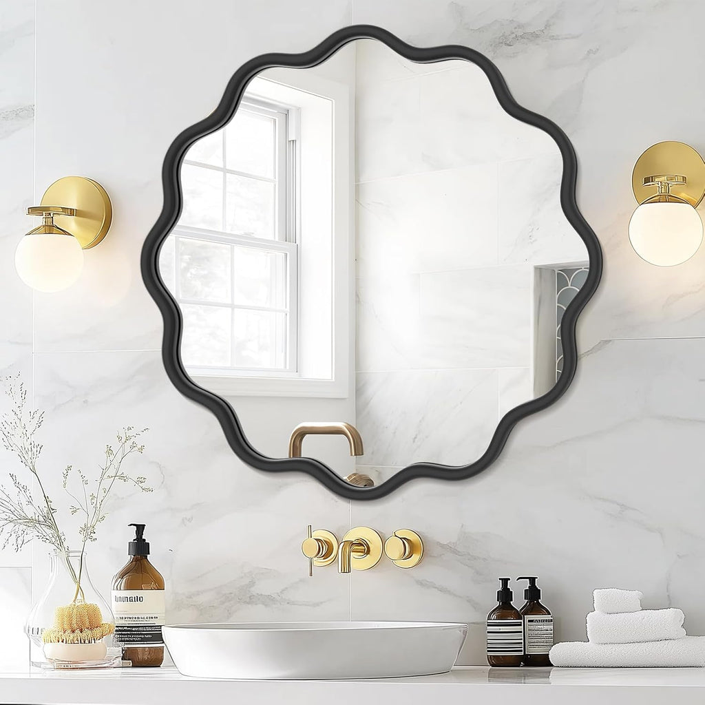 Round Luxe Black Wall Mirror — 20" — 24"L x 24"W