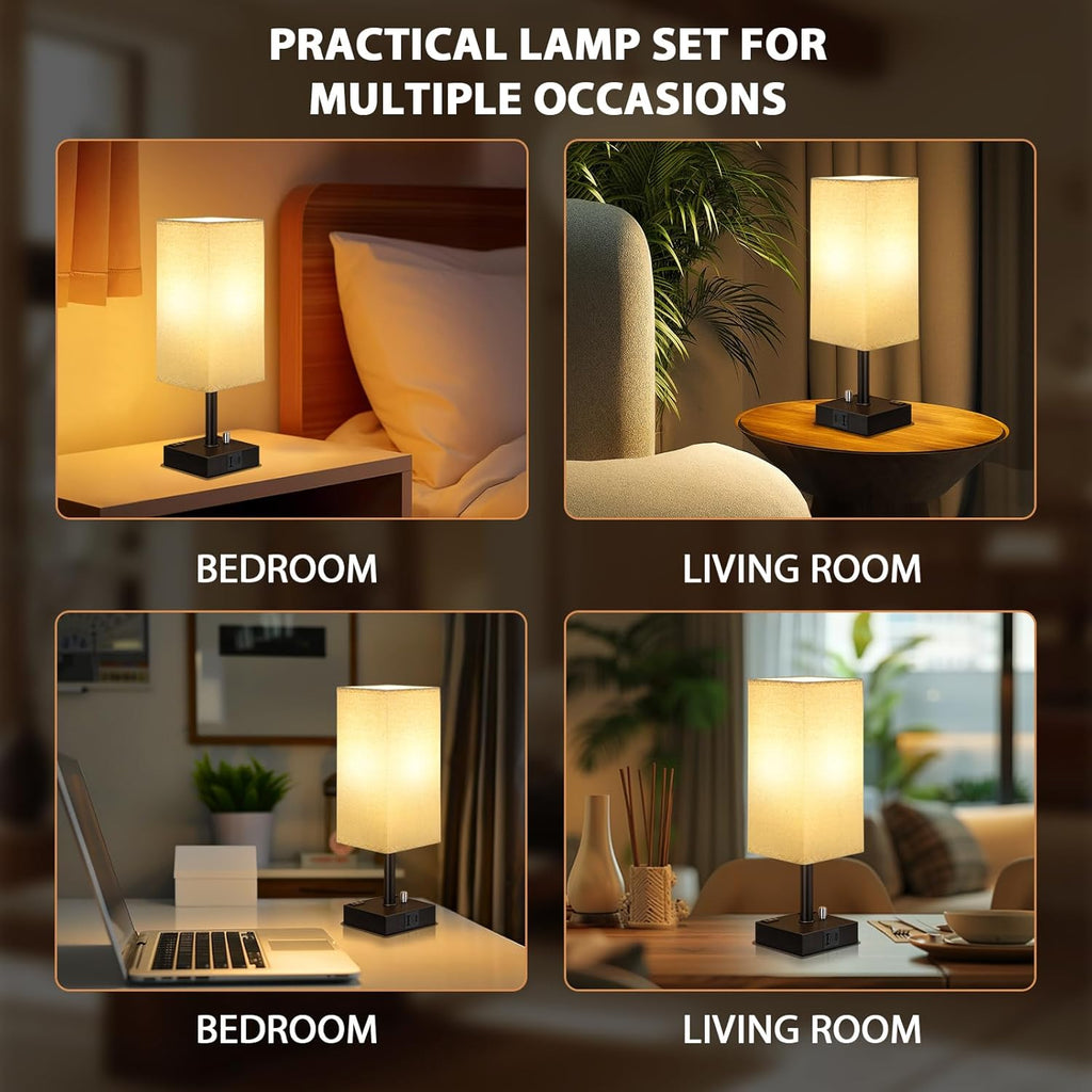 Dimmable Beige Bedside Lamp — Set of 2 - View 7