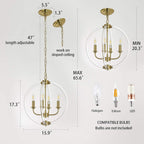 Farmhouse Metal Chandelier — 4-Light - View 3