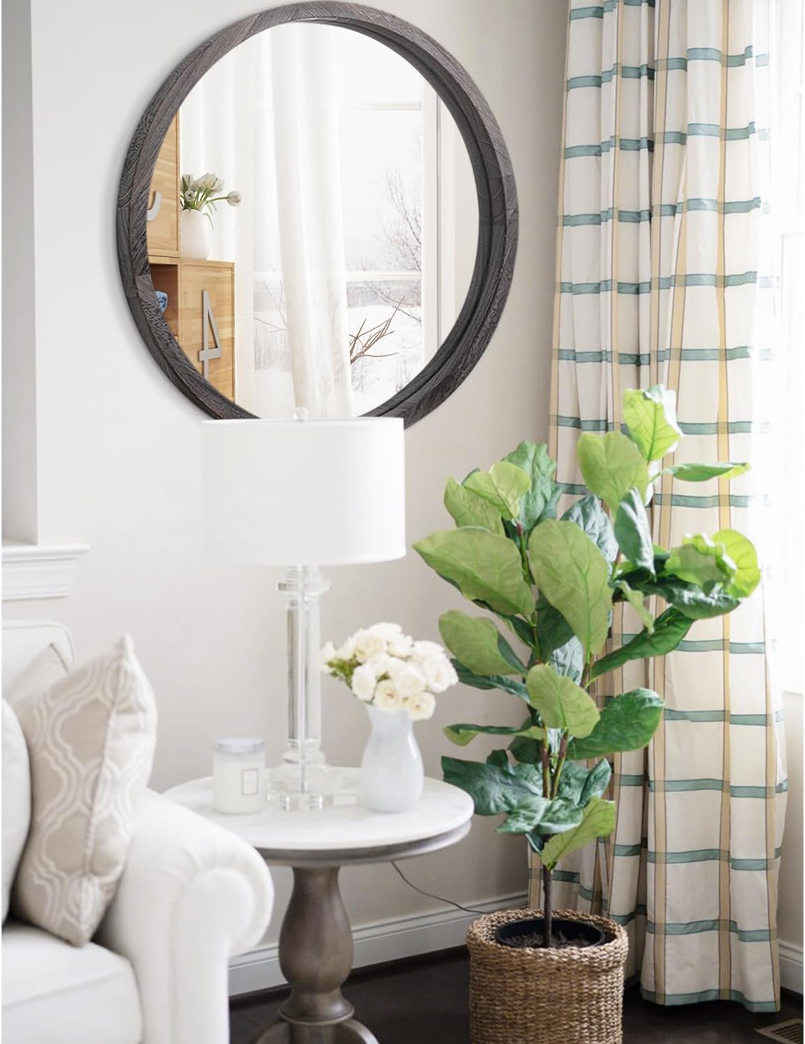 Round Farmhouse Black Wall Mirror — 24" - View 5