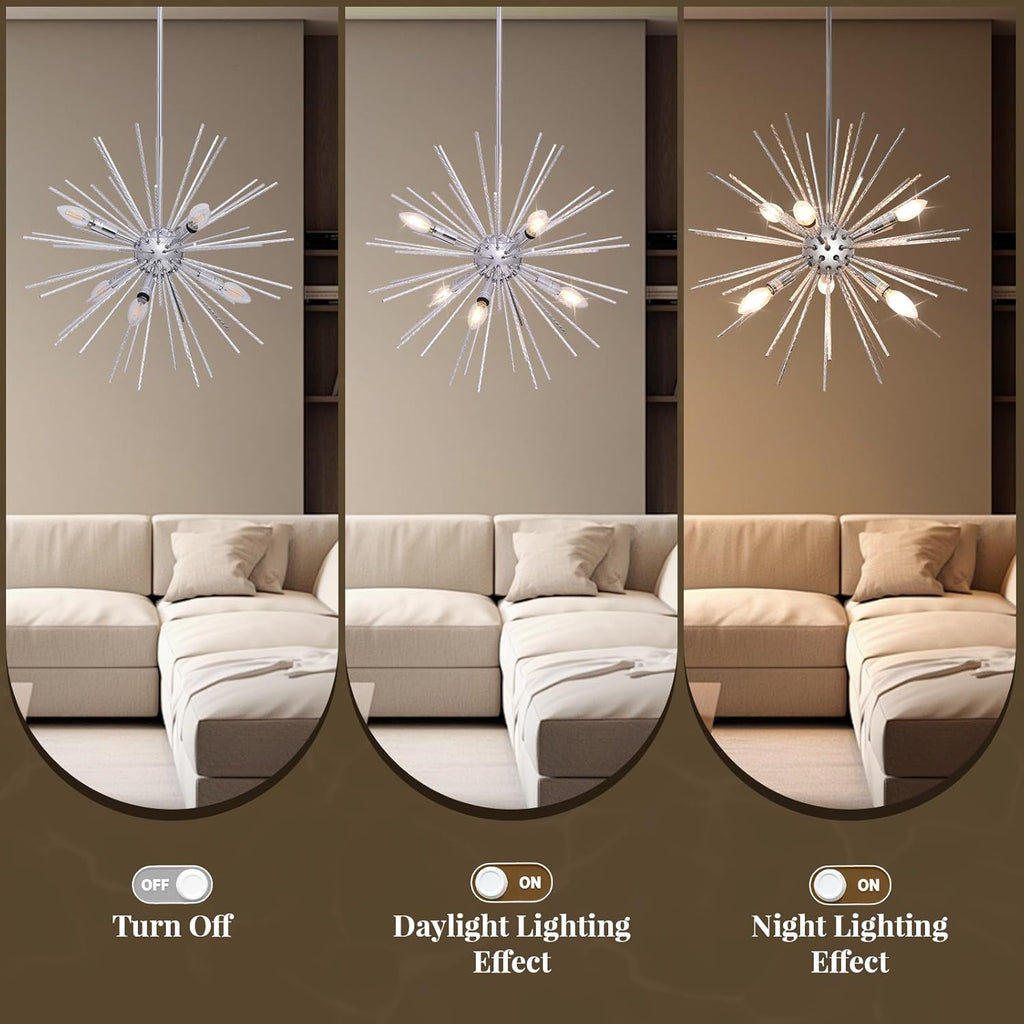 Modern Metal Chandelier — 6-Light - View 4