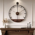 Battery Operated Black Wall Clock — 24" — Modern Wood Accent