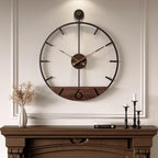 Battery Operated Black Wall Clock — 24" — Modern Wood Accent