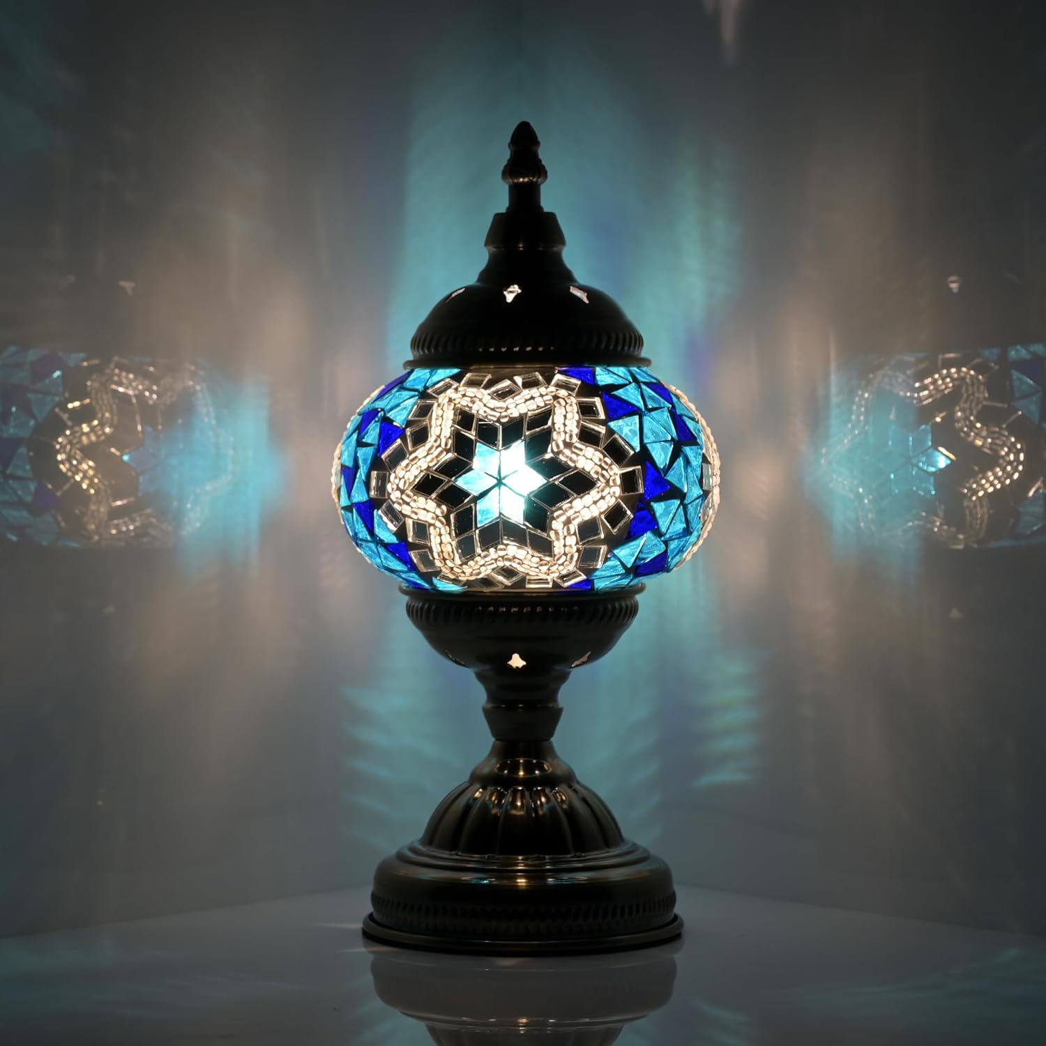 Boho Blue Desk Lamp — Blue White