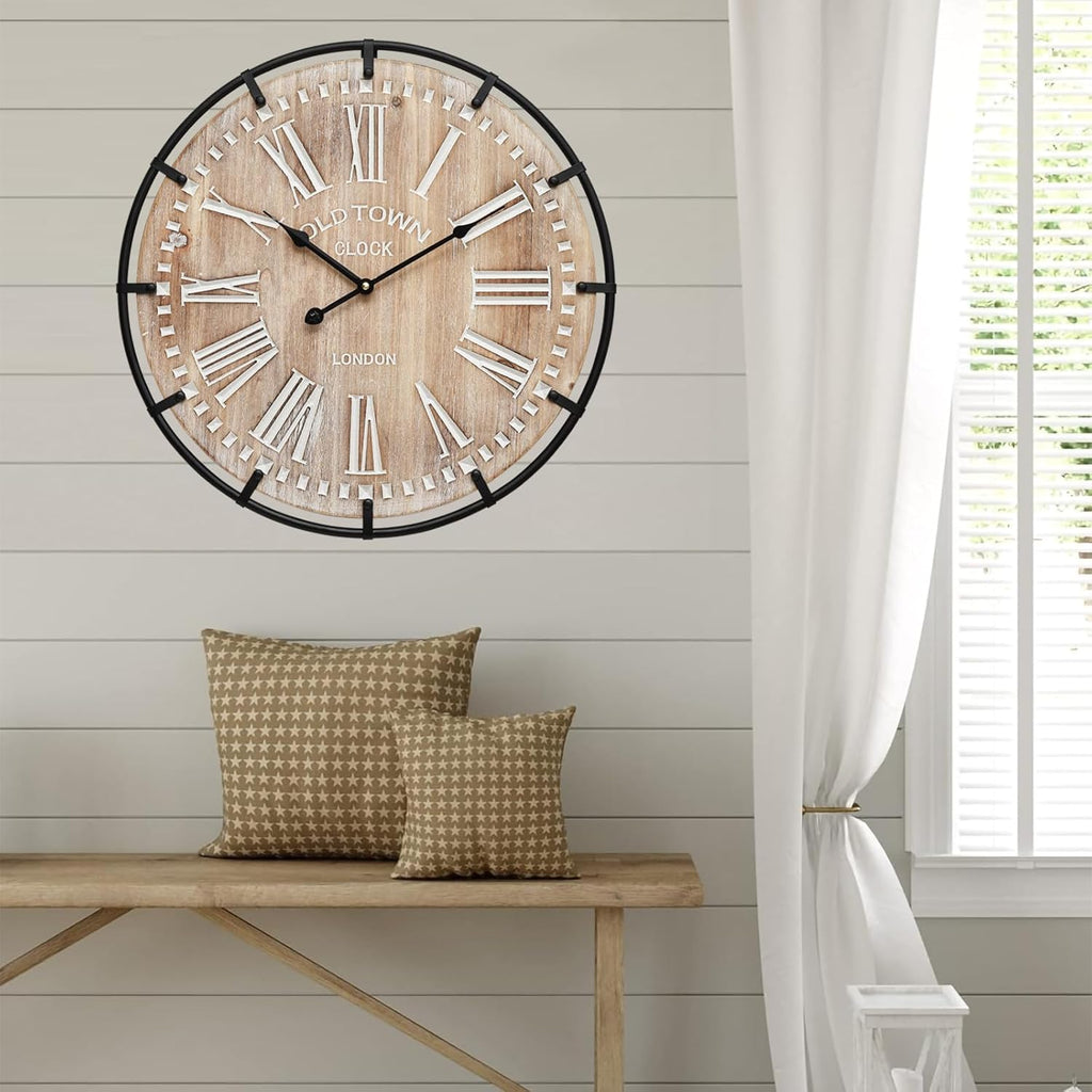 Vintage Farmhouse Brown Wall Clock — 24" - View 4