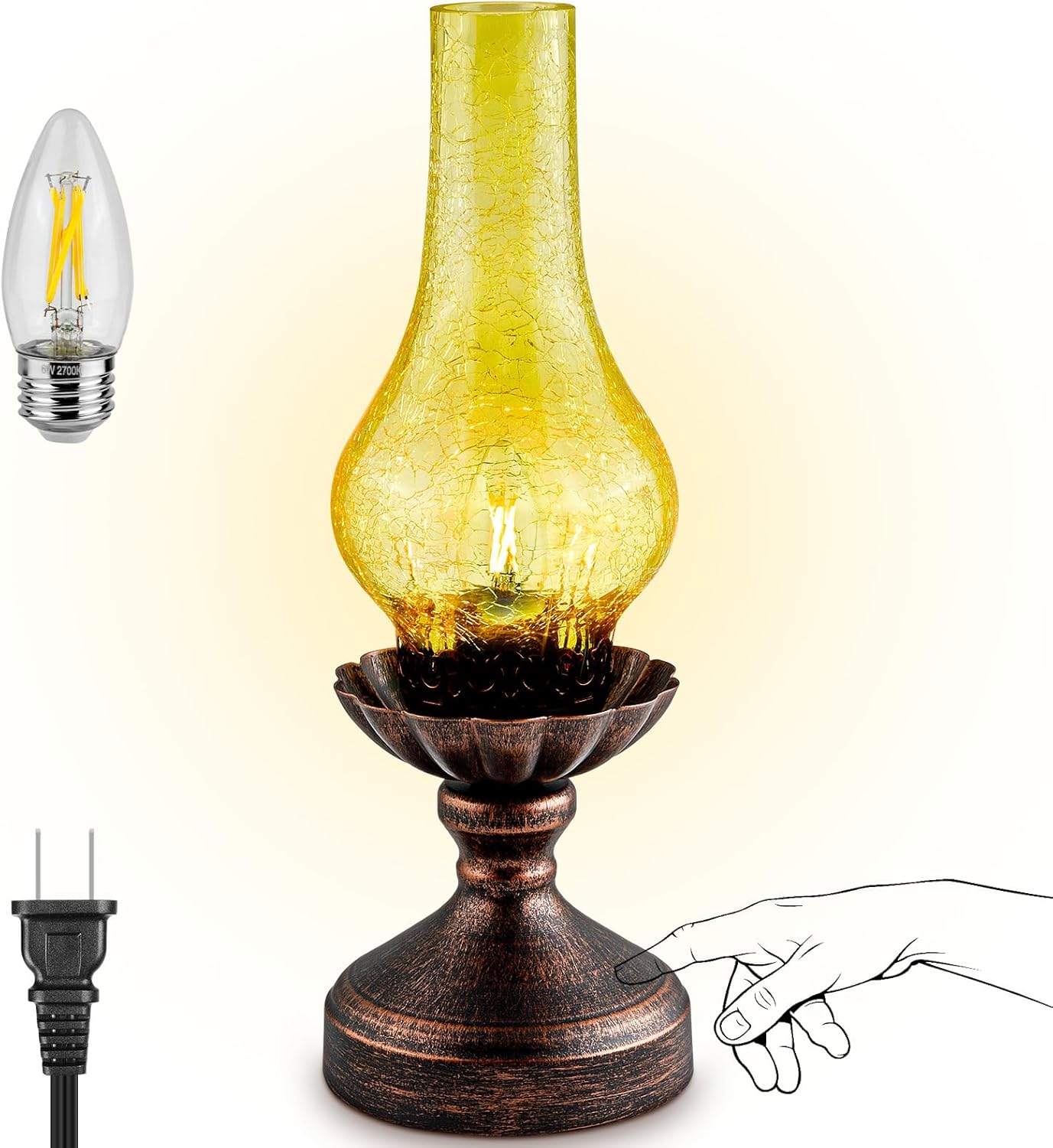 Dimmable Farmhouse Green Bedside Lamp — Amber