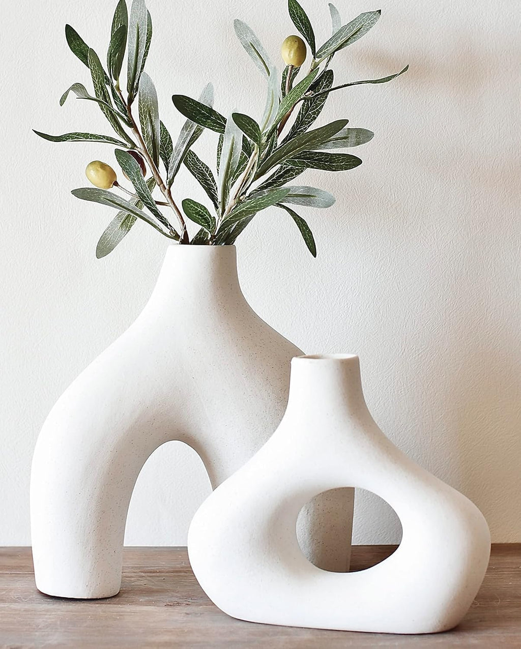 Modern Black Vase — Set of 2 — Warm White