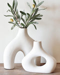 Modern Black Vase — Set of 2 — Warm White
