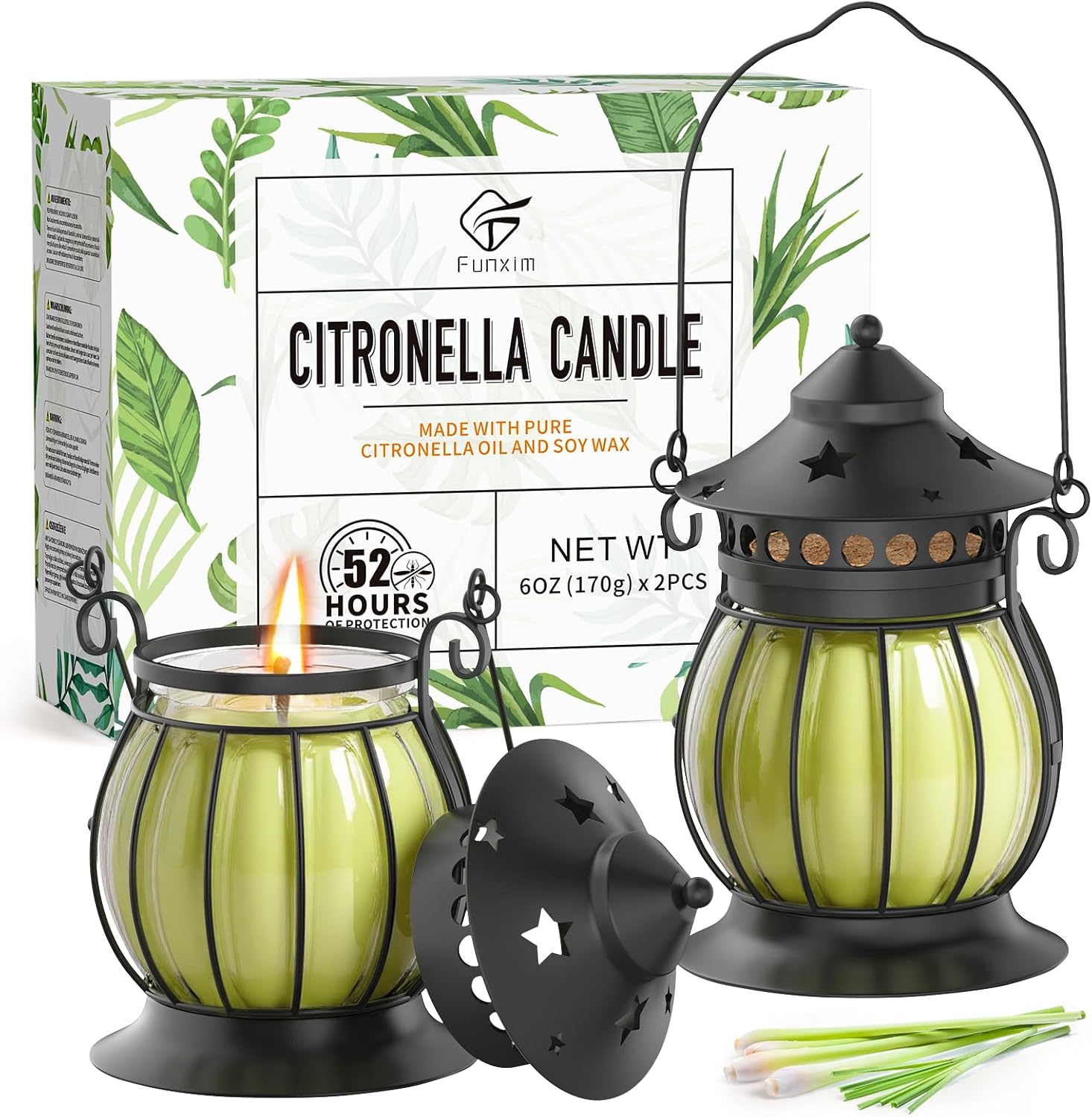 Scented Beige Candle — Citronella-Green