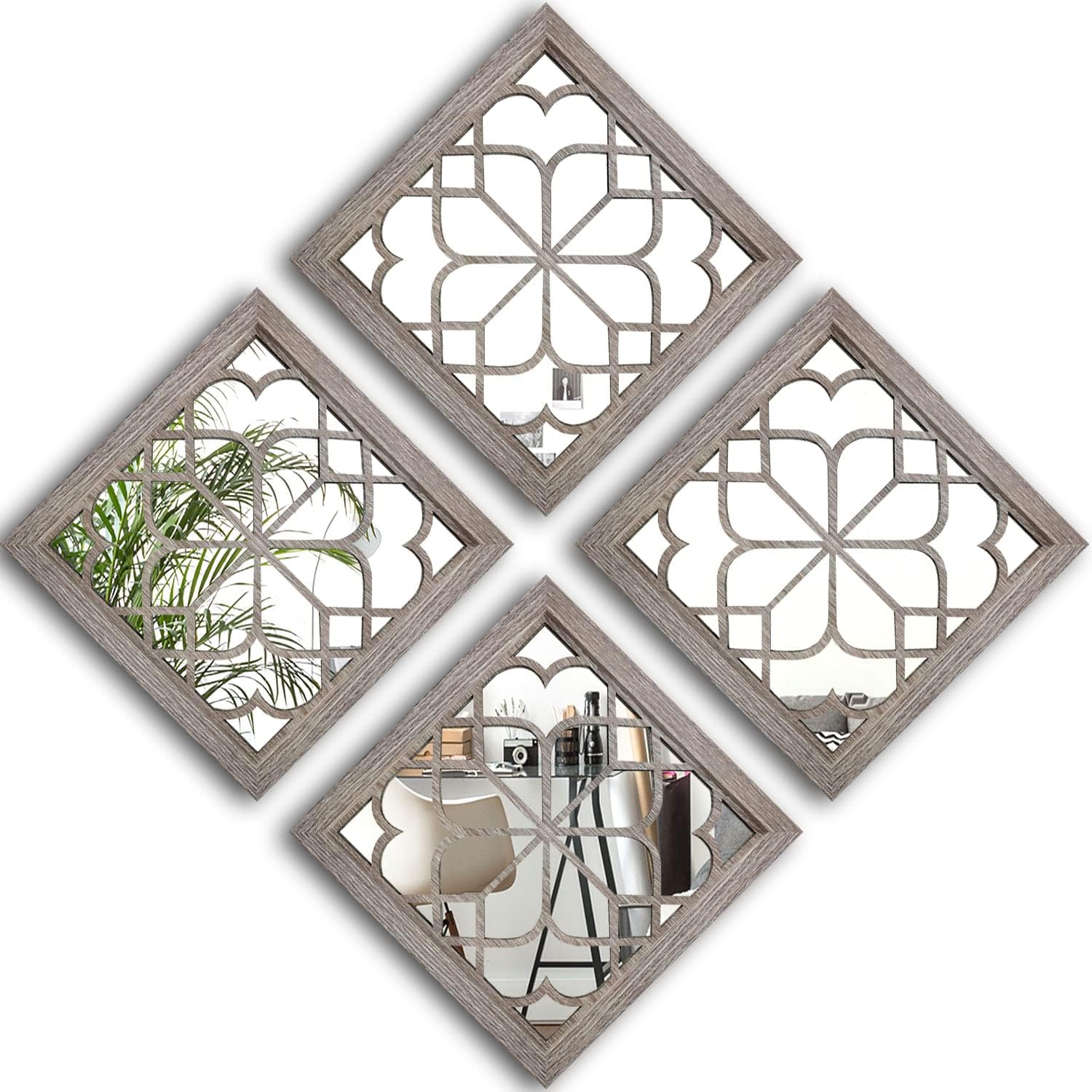 Rectangular Farmhouse Black Wall Mirror — 15" — Barn Wood Square