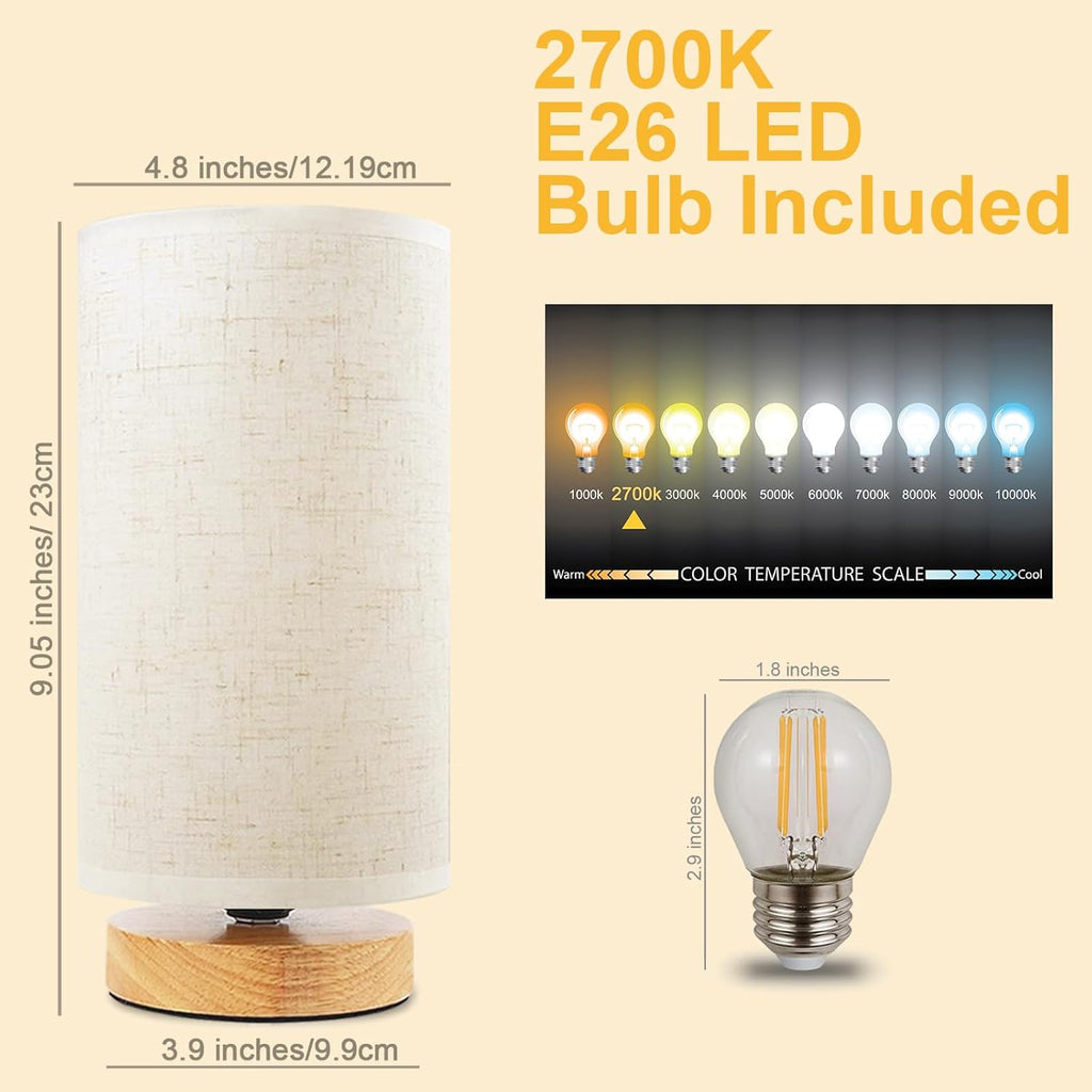 Round Boho Wood Table Lamp — Set of 1 - View 3