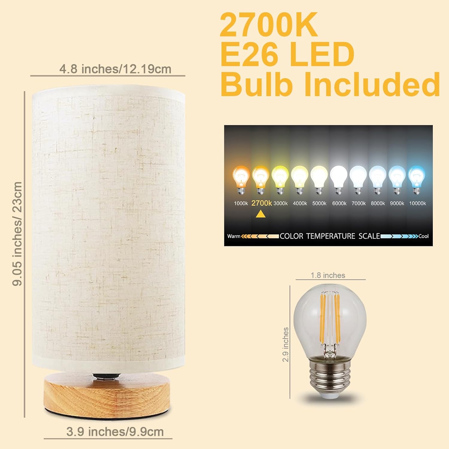 Round Boho Wood Table Lamp — Set of 1 - View 3