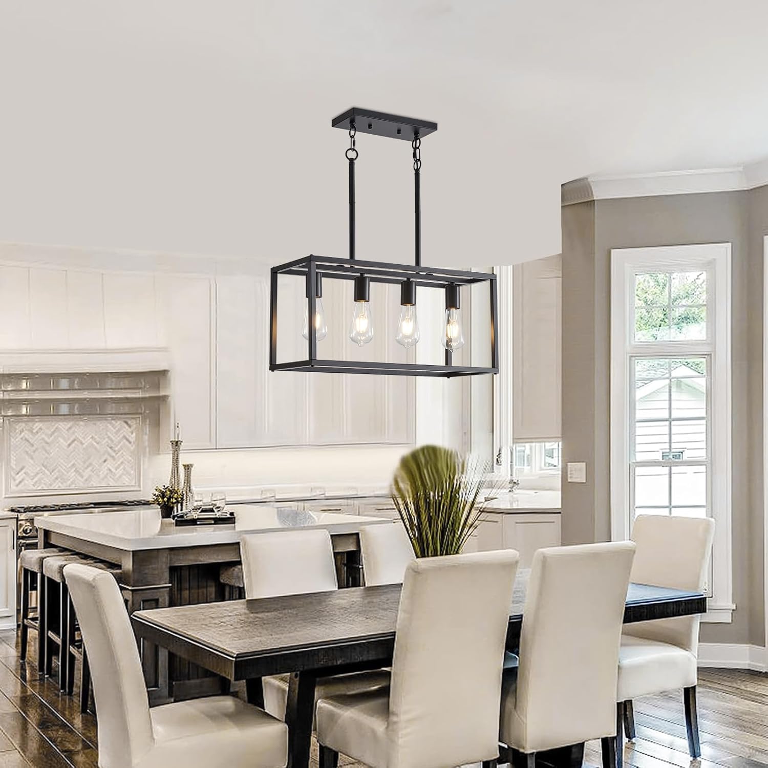 Adjustable Farmhouse Black Chandelier — 4-Light - View 4