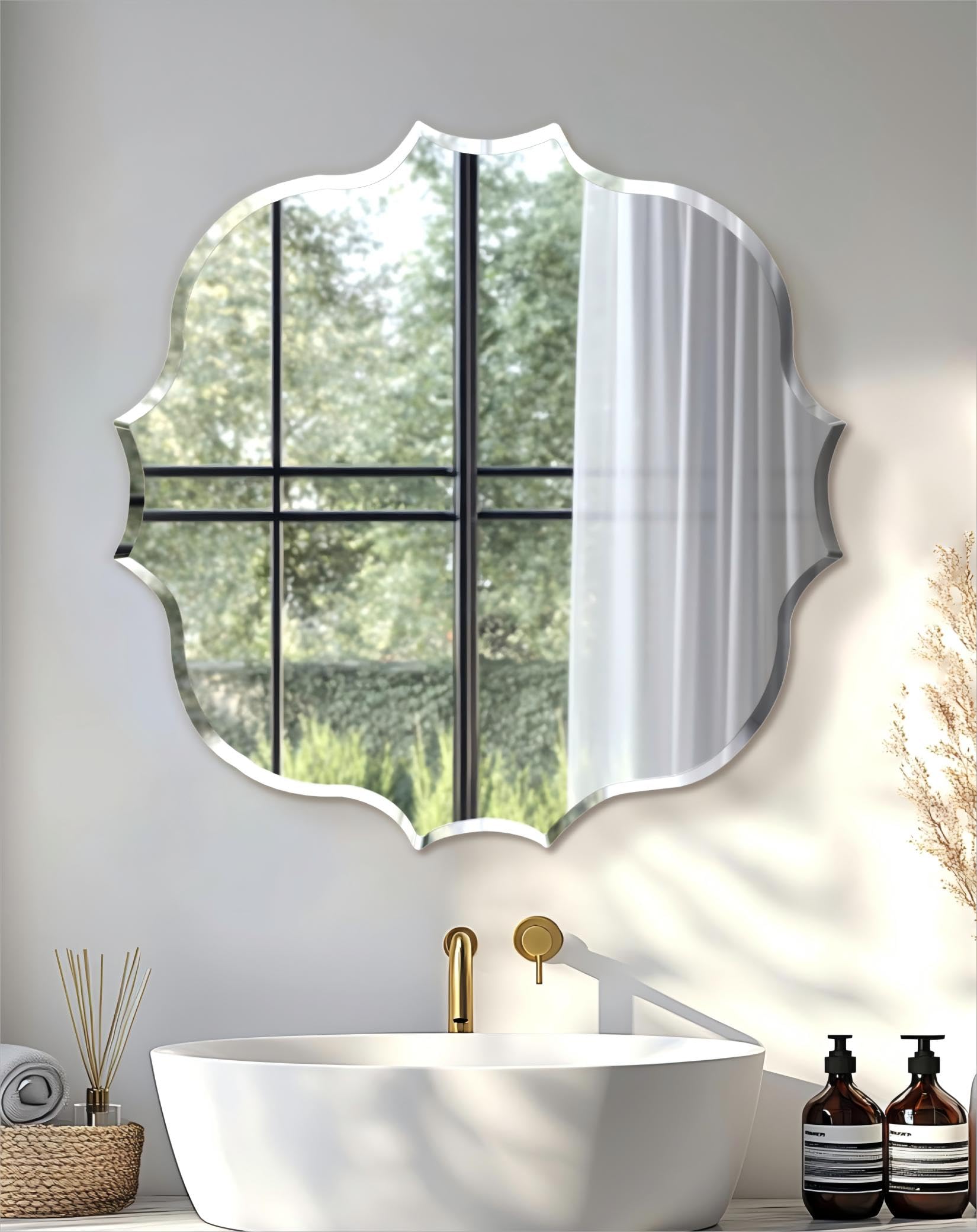 Beveled Beige Wall Mirror — 32"