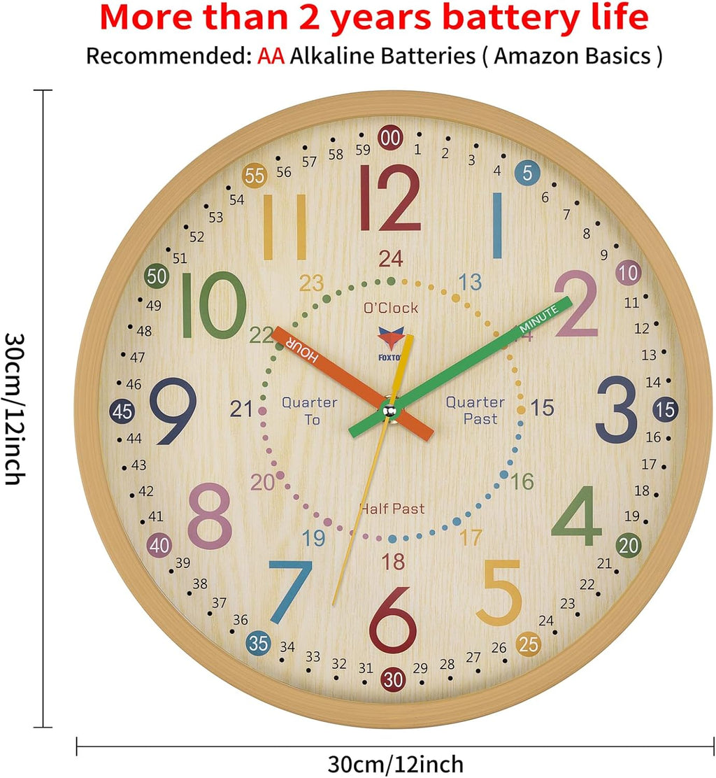 Battery Operated Yellow Wall Clock — 12" - View 2