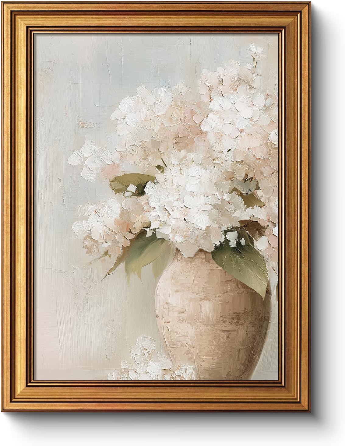 Framed Farmhouse Blue Wall Art — 16" — Hydrangea