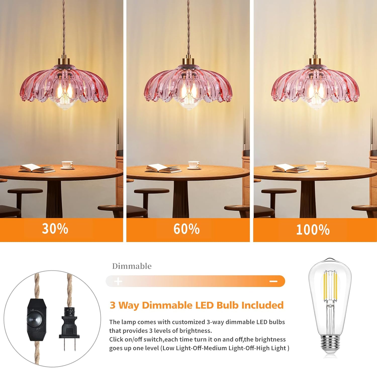 Dimmable Boho Glass Chandelier - View 2