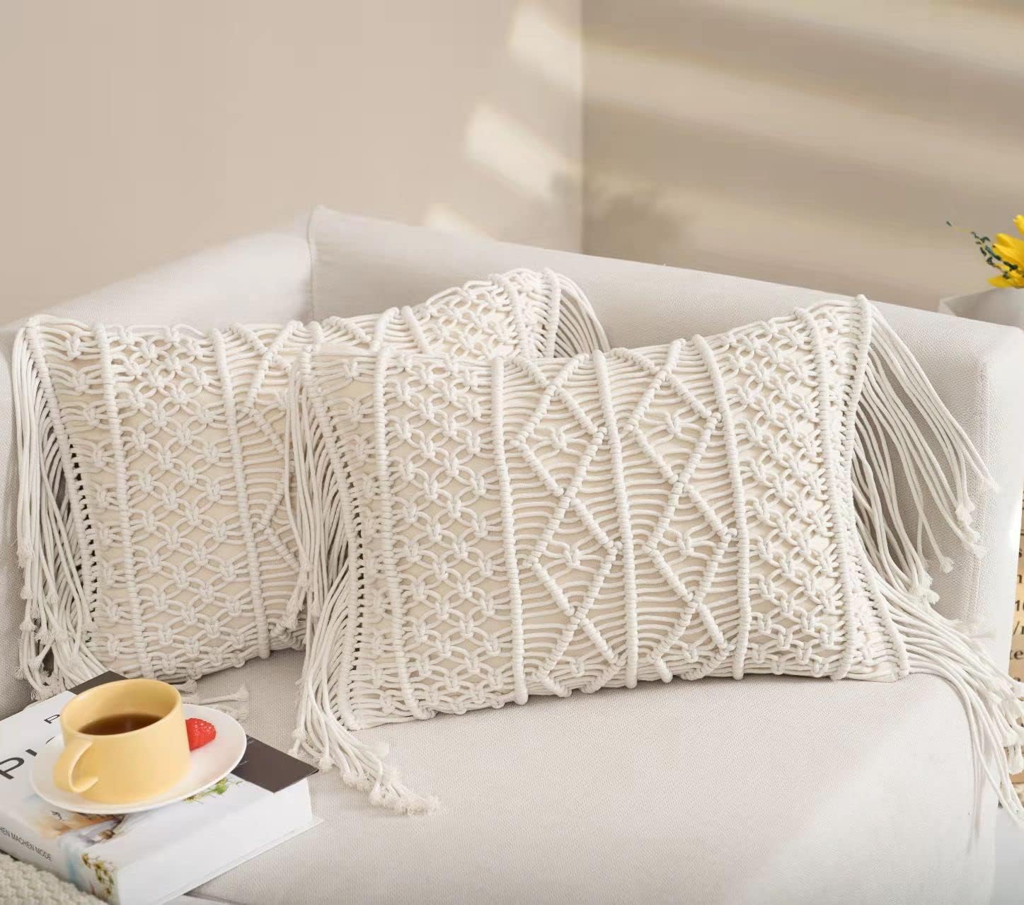 Lumbar Boho Rattan Throw Pillow Cover — Set of 2 - View 3