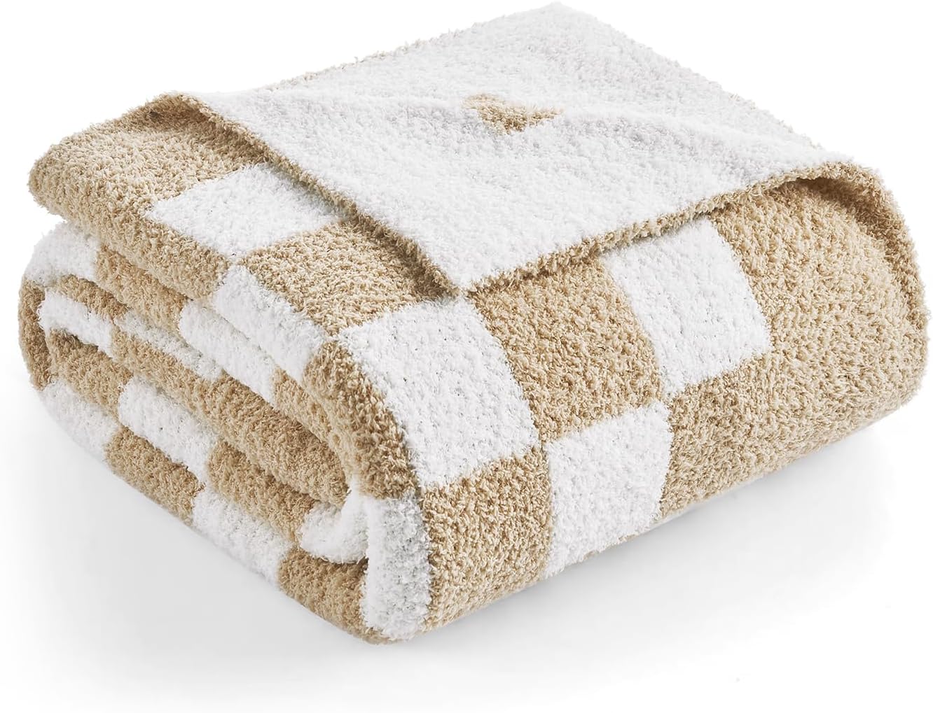 Knit Beige Throw Pillow — 50" — Checkered Beige