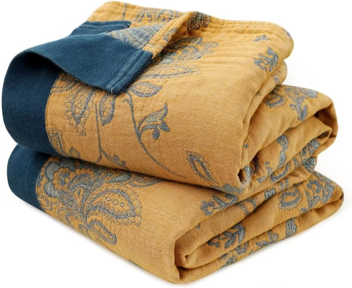 Boho Blue Throw Pillow — 50" — Boho-floral-d
