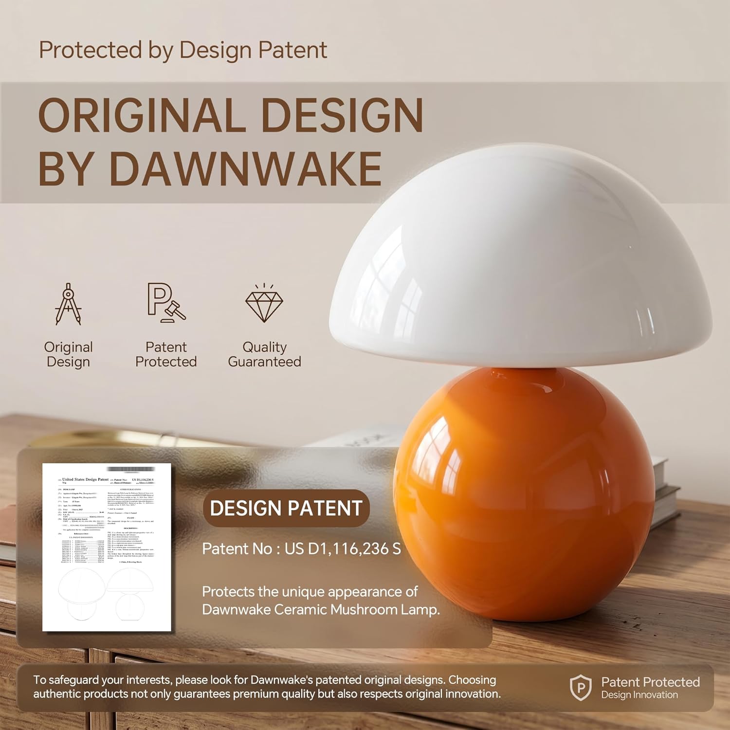 Mid-Century Beige Table Lamp - View 6