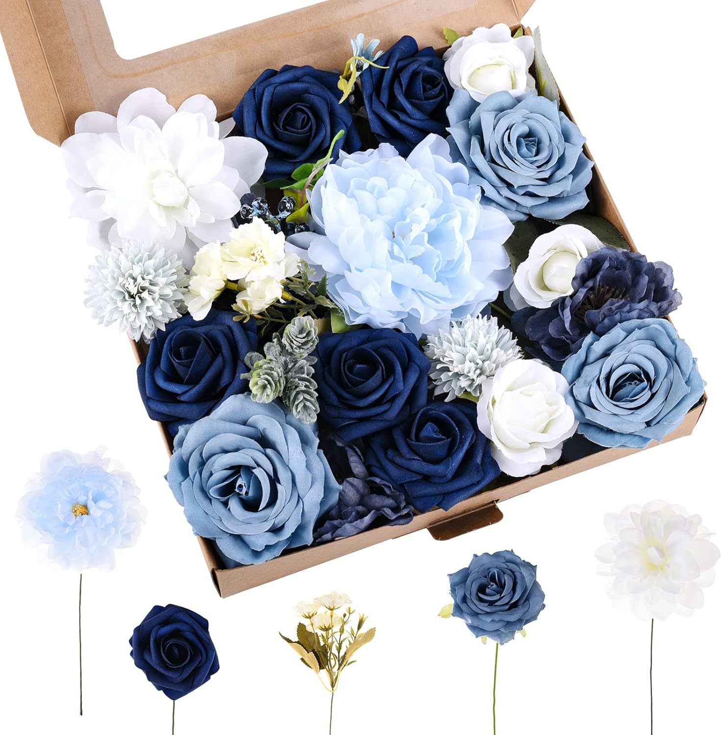 Blue Artificial Flowers — Blue,blue, White