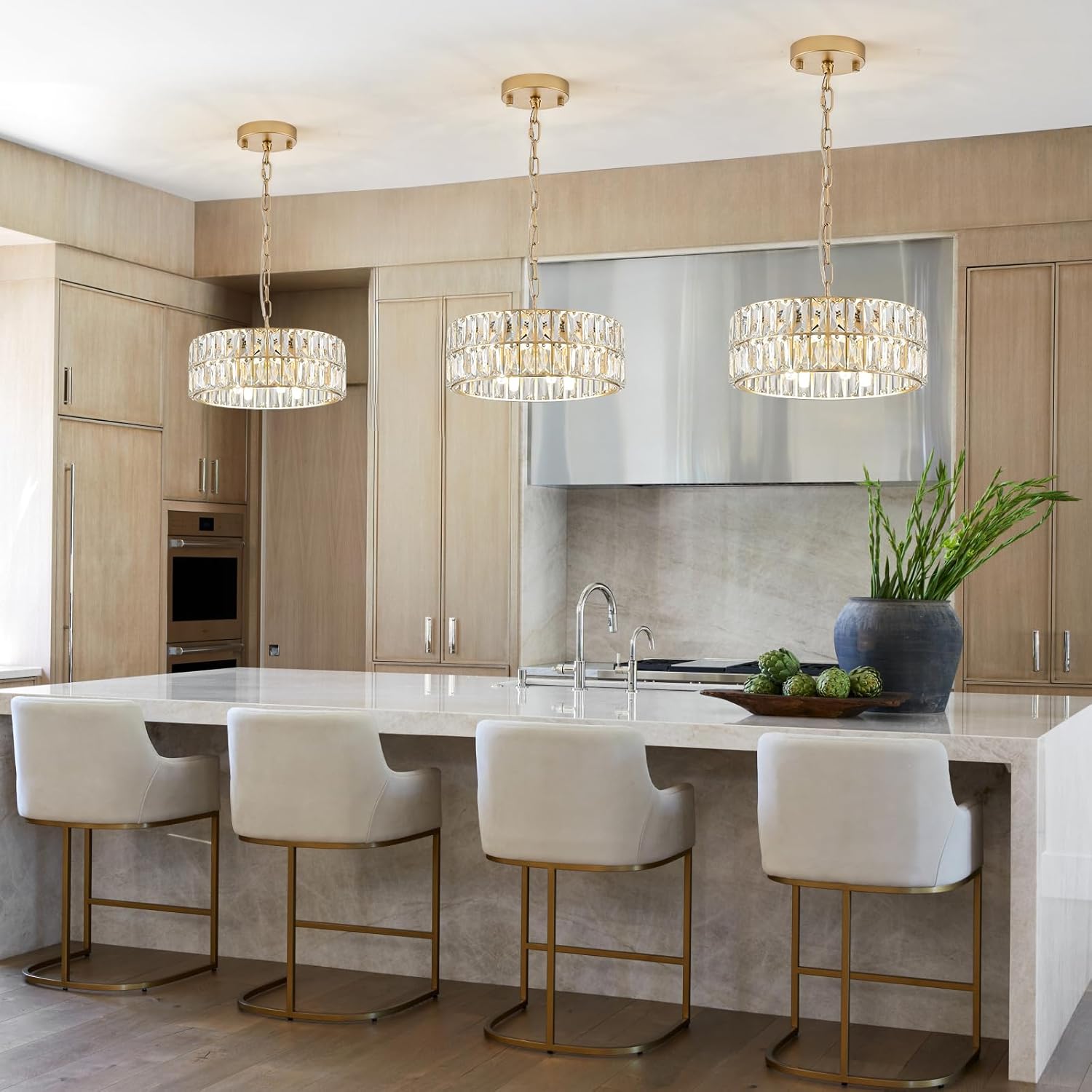 Luxe Black Chandelier — 4-Light — Gold