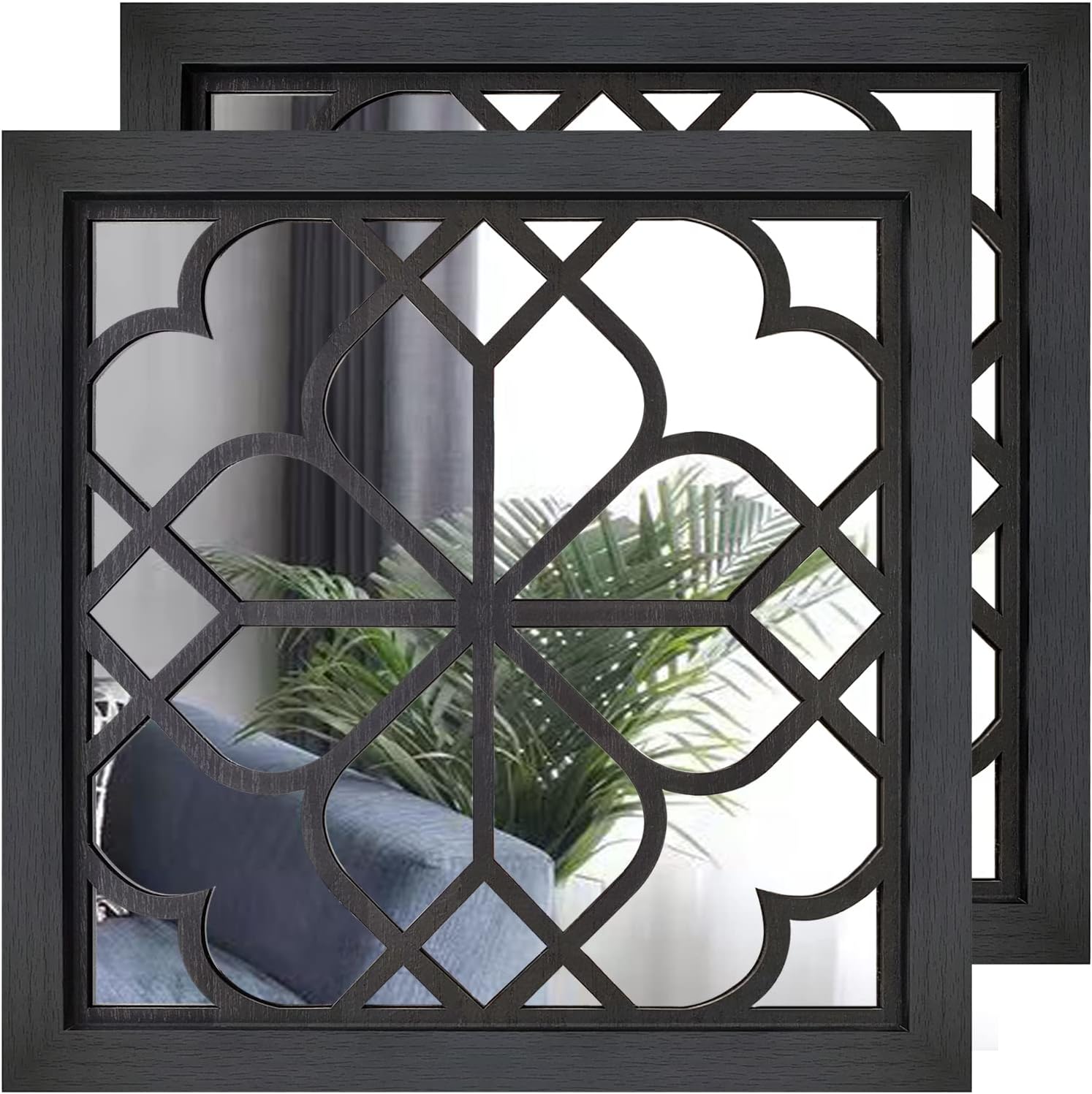 Rectangular Farmhouse Black Wall Mirror — 15" — Black