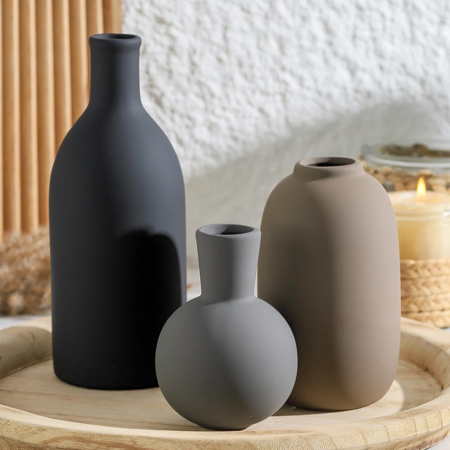 Farmhouse Blue Vase Set — Set of 3