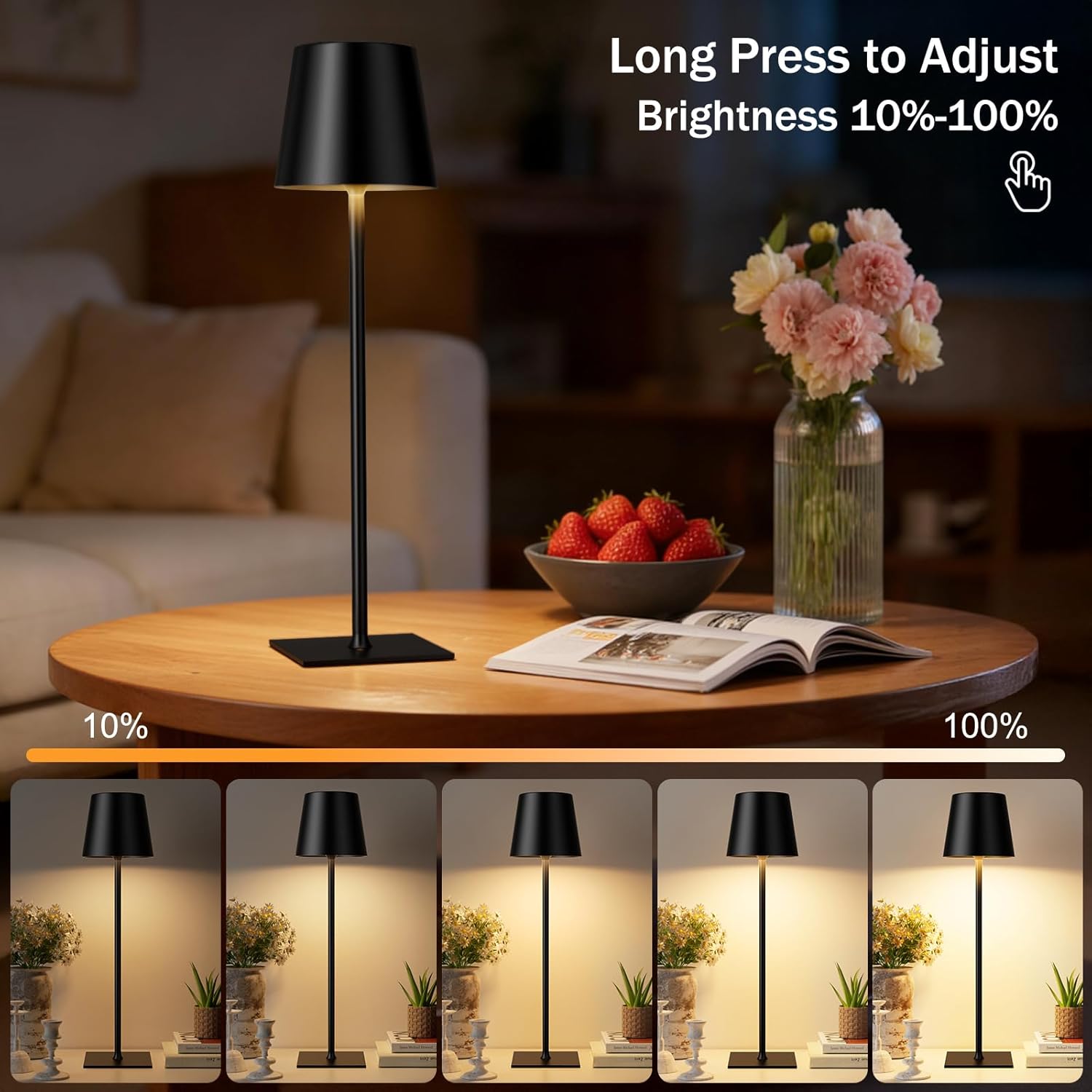 Cordless Black Desk Lamp - View 3