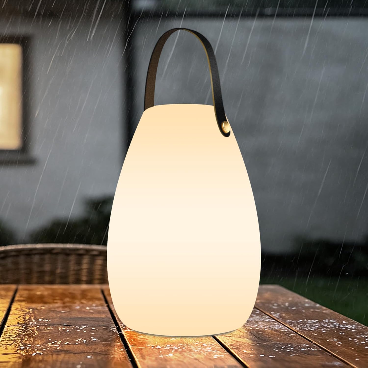 Cordless White Table Lamp — White/L/A