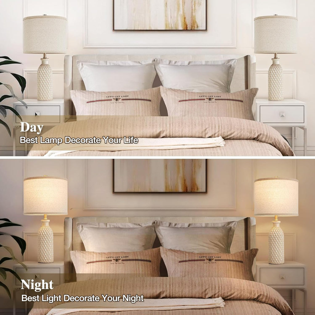 Adjustable Farmhouse Beige Bedside Lamp — 24.8" - View 5
