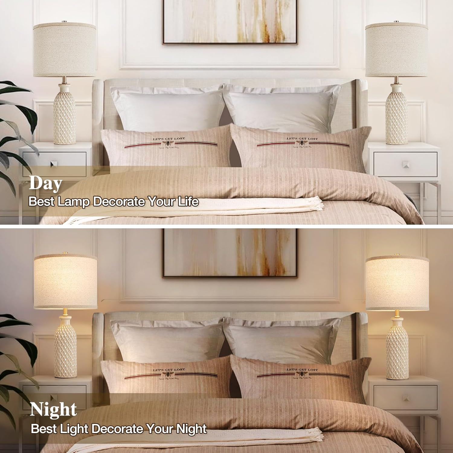 Adjustable Farmhouse Beige Bedside Lamp — 24.8" - View 5