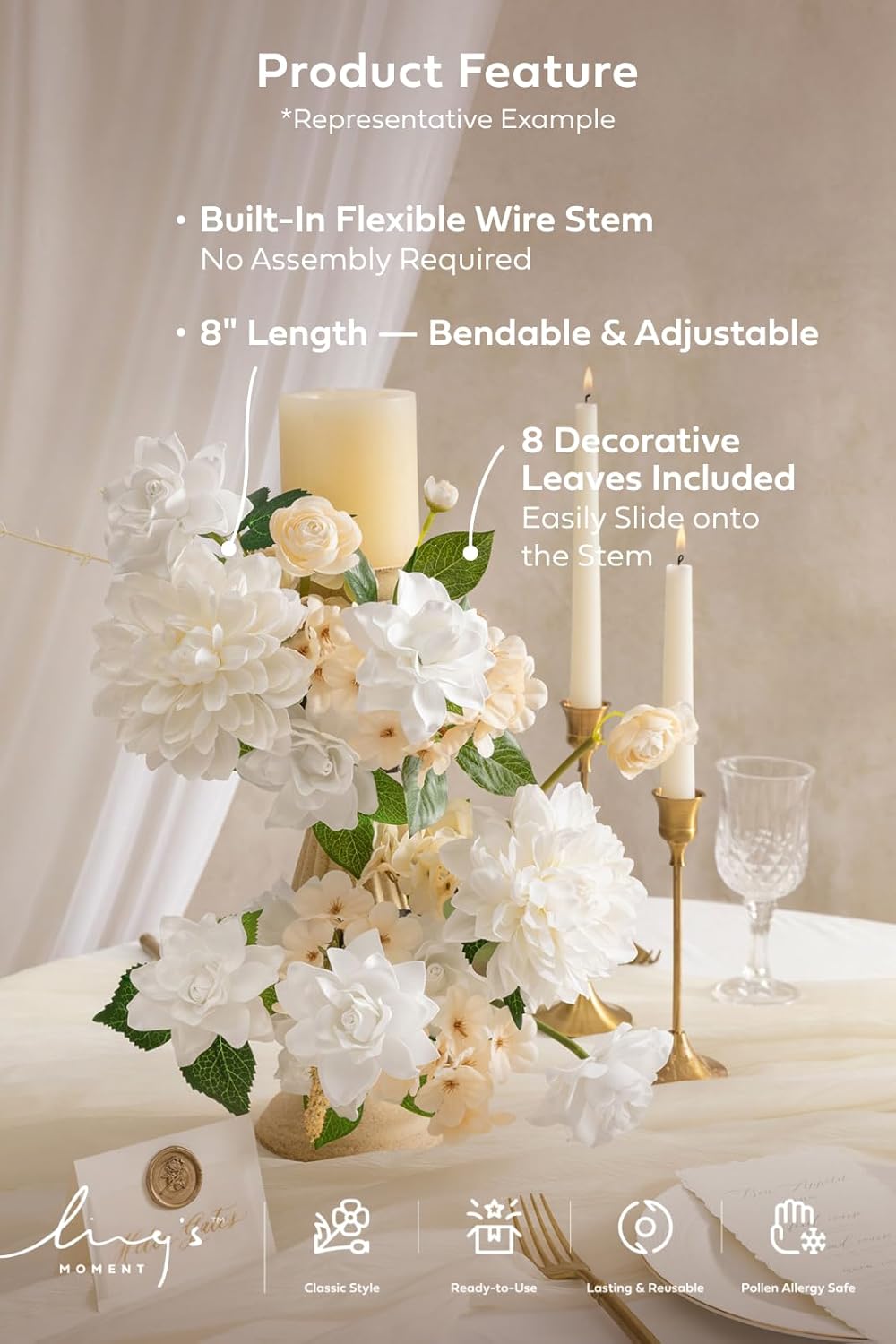 Beige Artificial Flowers - View 3