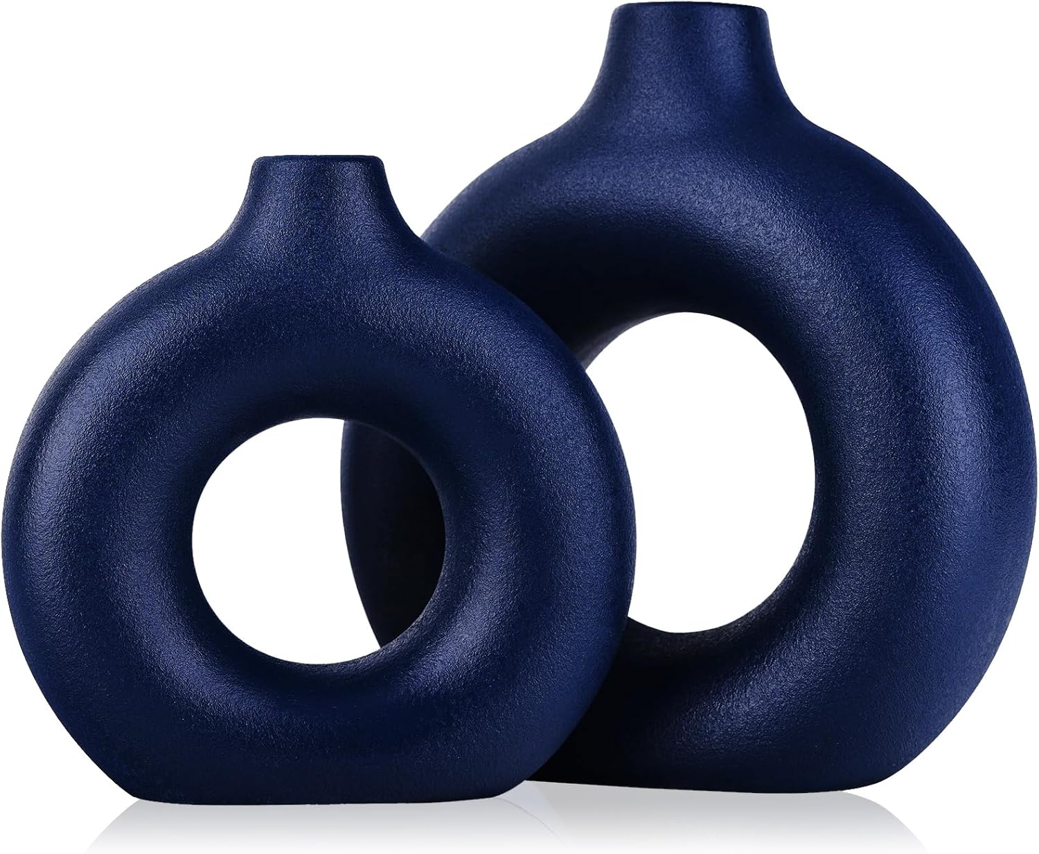 Modern Blue Vase Set — Set of 2 — Navy Blue