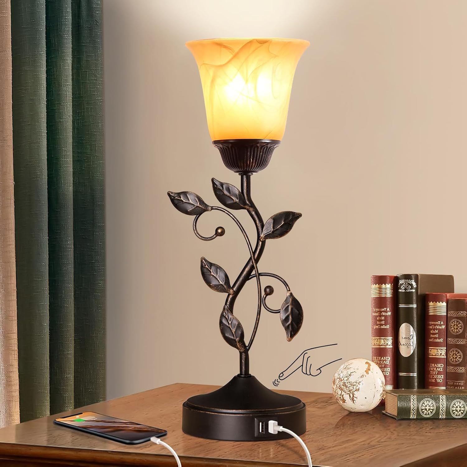Dimmable Black Nightstand Lamp - View 2