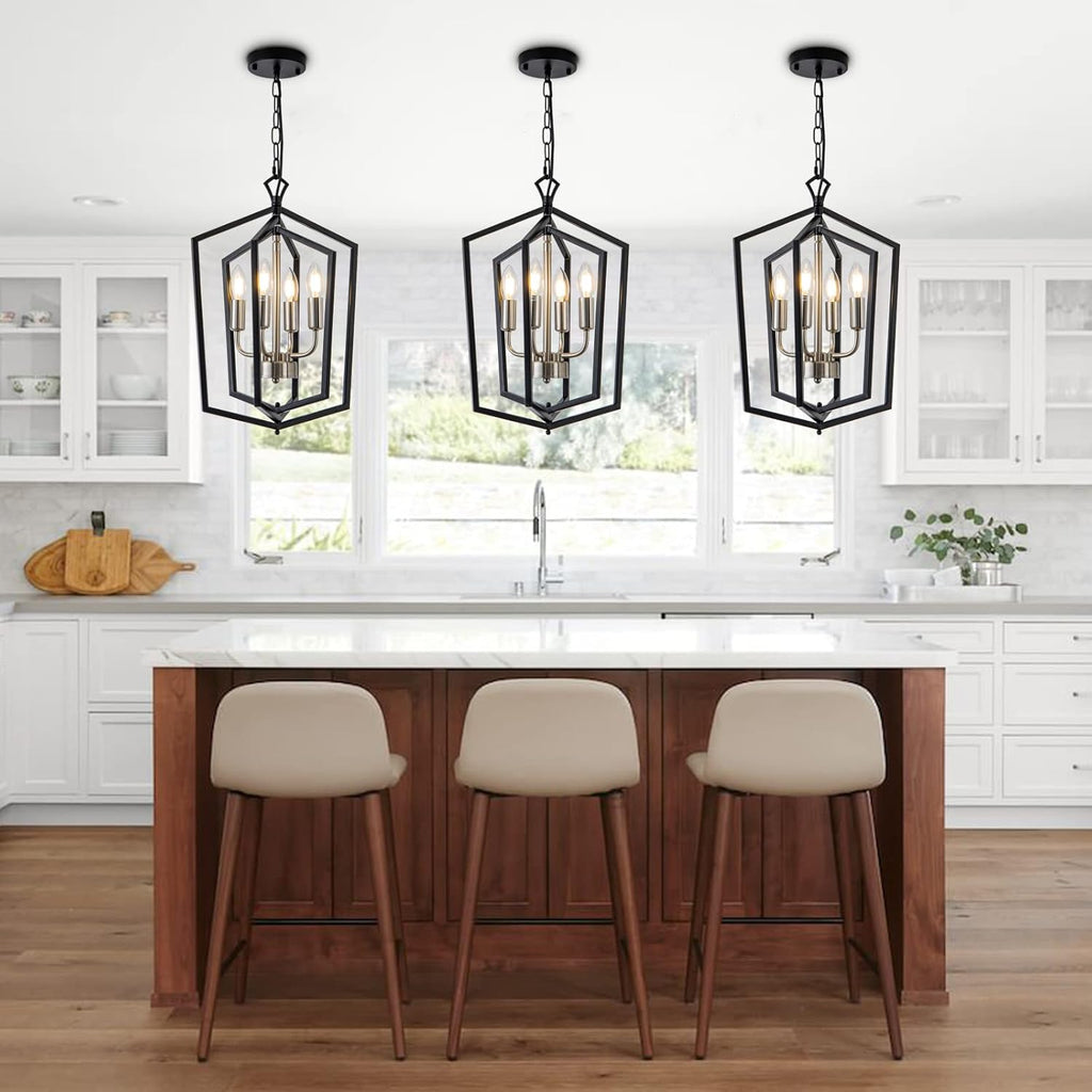 Farmhouse Black Chandelier — 4-Light - View 3