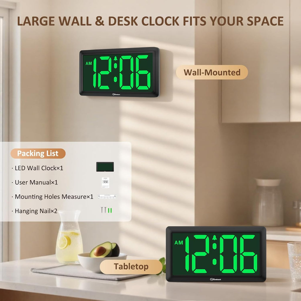 Battery Operated Modern Green Wall Clock — 3.2" - View 7