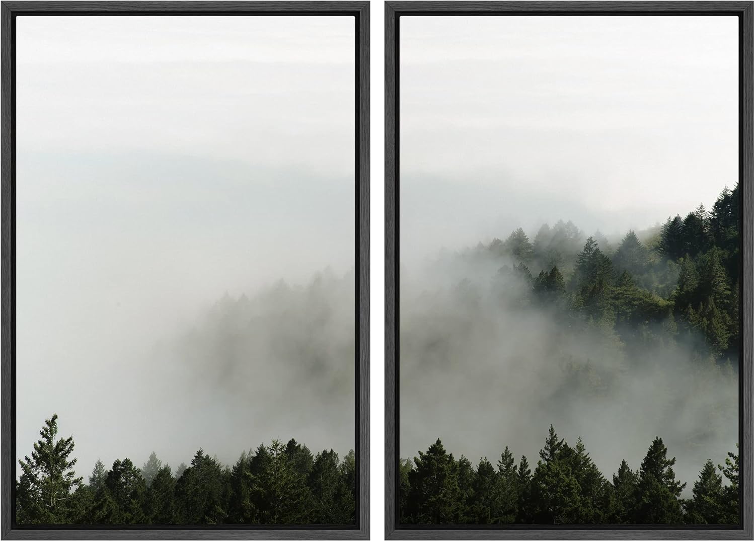 Framed Farmhouse Fabric Canvas Wall Art — 24" — 16" x 24" x 2 Panels BLACK