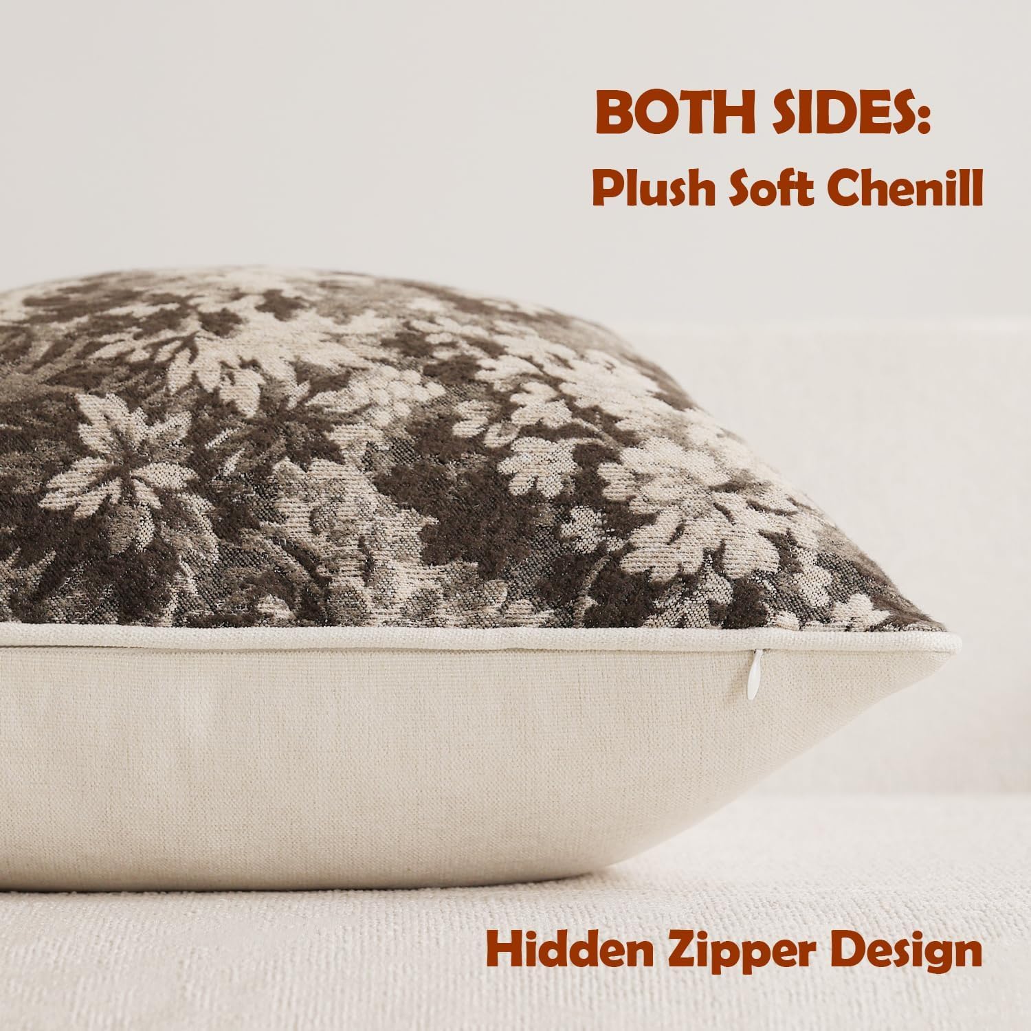 Chenille Boho Beige Throw Pillow — 26" - View 3