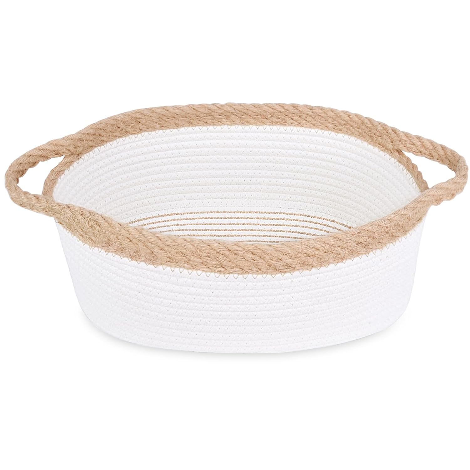 Boho Beige Storage Bin — 12" — White & Jute