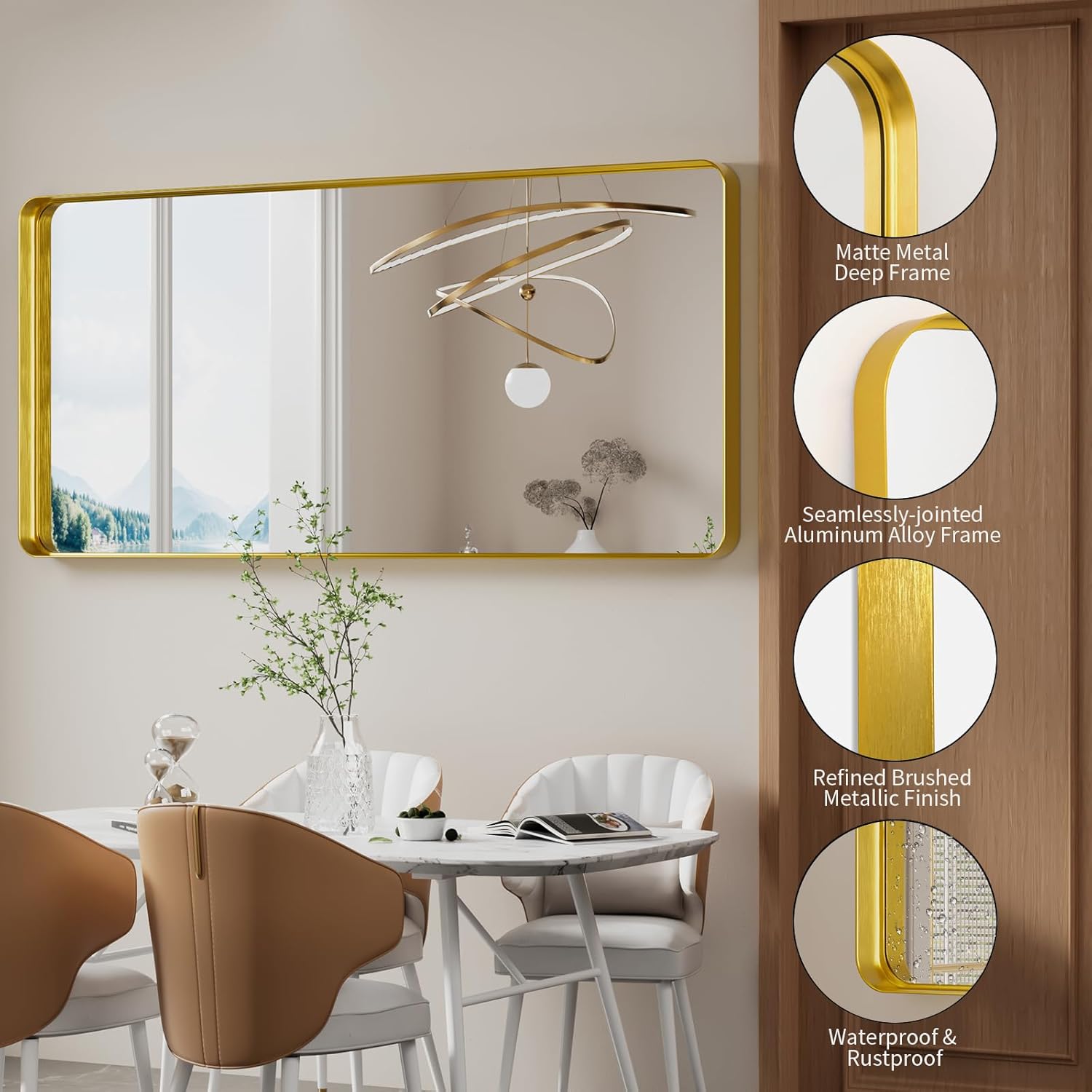 Framed Farmhouse Gold Wall Mirror — 30" - View 5