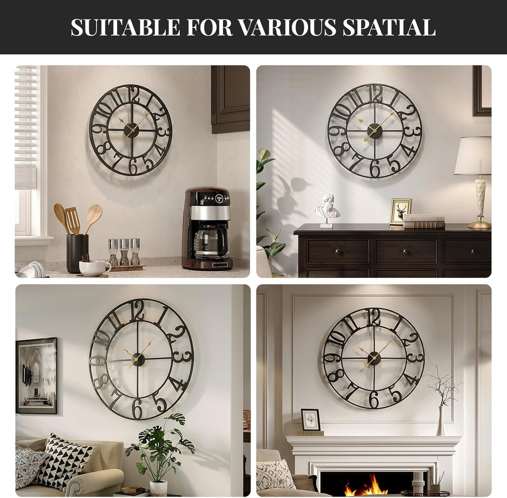 Battery-Operated Modern Black Wall Clock — 30" - View 8