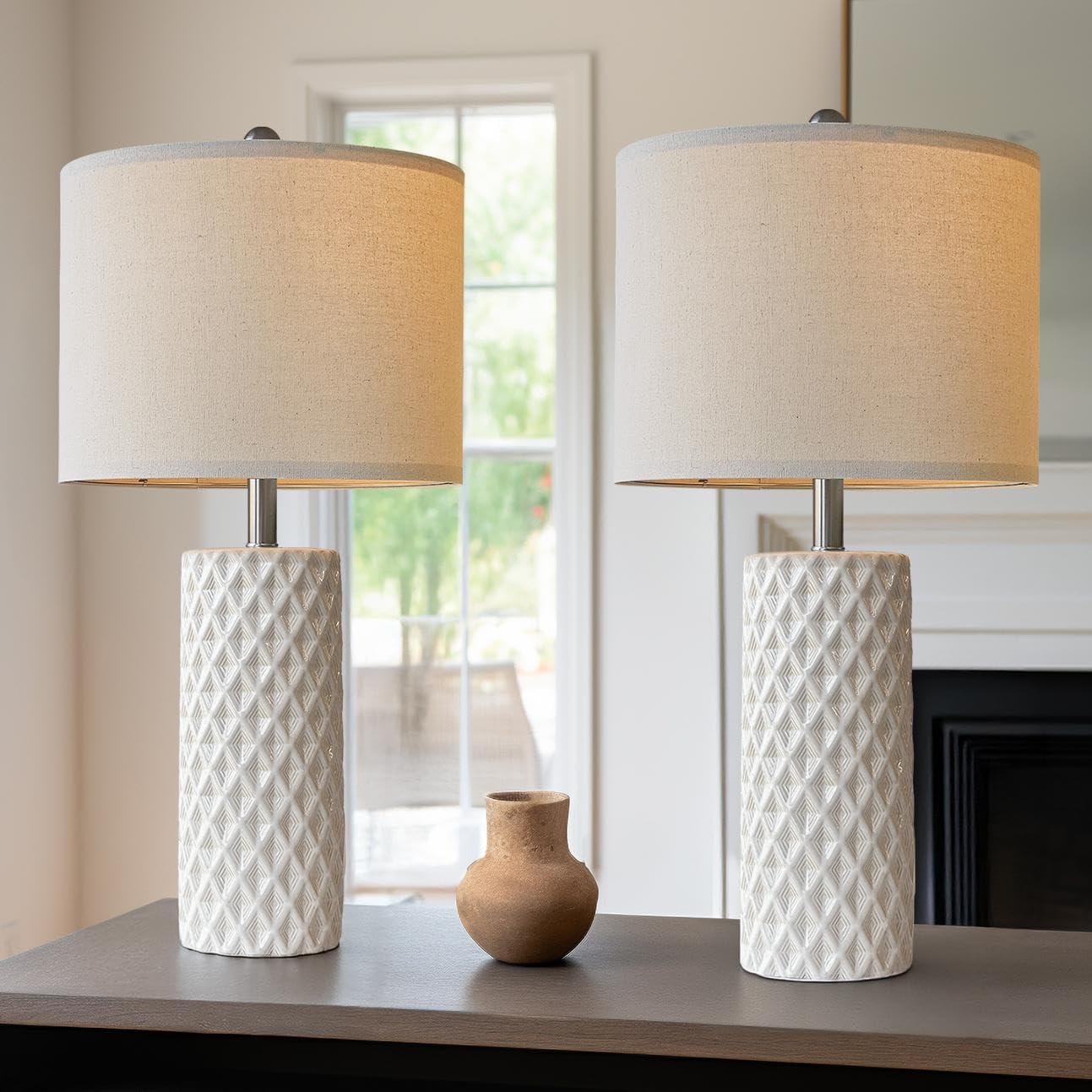 Vintage Modern Green Bedside Lamp — 26"
