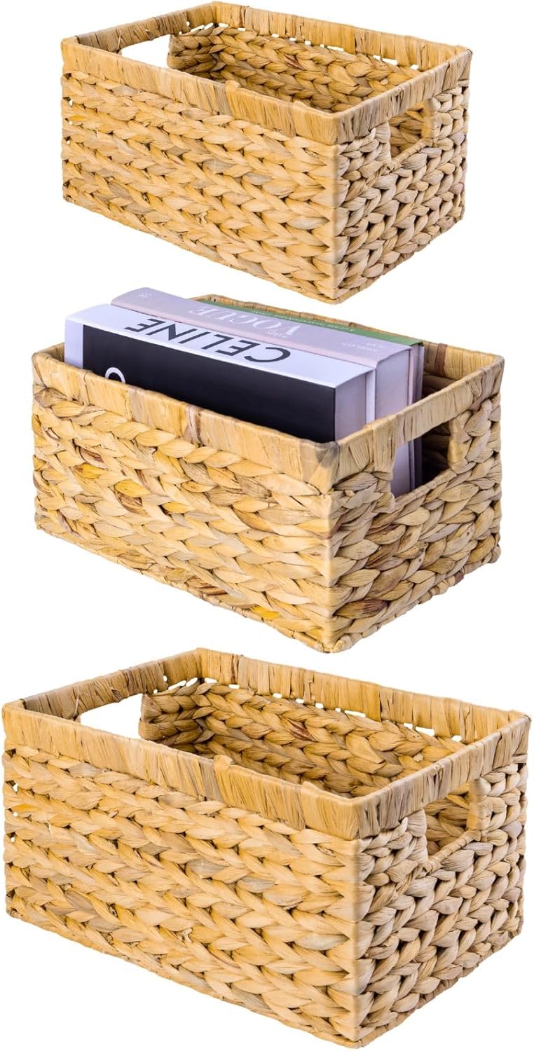 Handwoven Boho Beige Storage Basket — Set of 6 — Set of 3 sizes SML