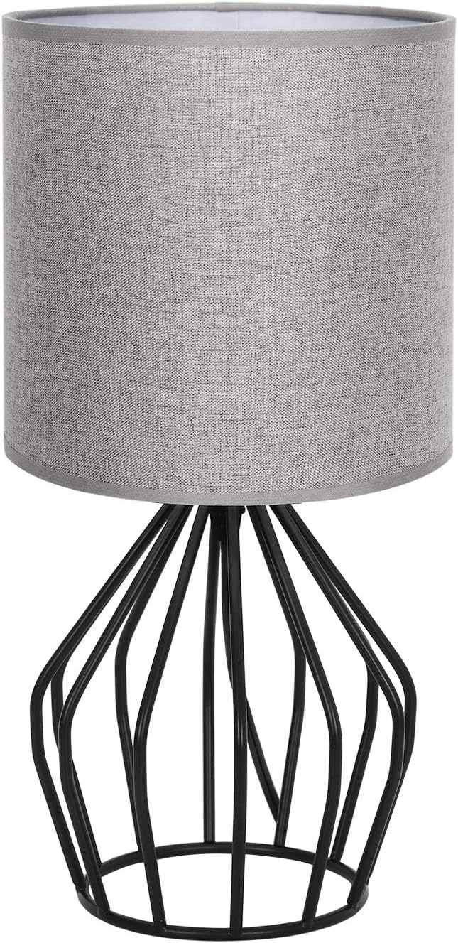 Linen Modern Black Bedside Lamp — Gray